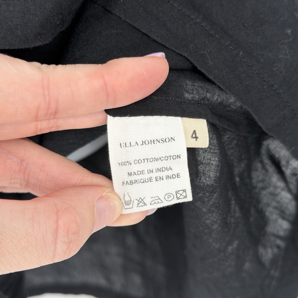 Ulla‎ Johnson Cotton Button Up Mini-Shirt Dress Pleated 3/4 Sleeve Button Cuffs - Picture 5 of 8